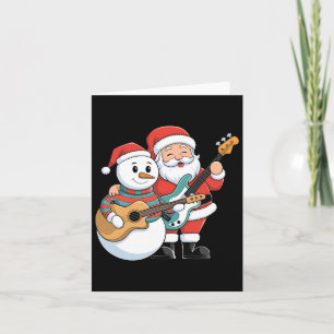 Rock gitaar Snowman en Santa Claus spelen gitaar Kaart