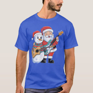 Rock gitaar Snowman en Santa Claus spelen gitaar T-shirt