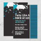 Rock, Grunge, Punk, Boy Party Invitation Kaart (Voorkant / Achterkant)