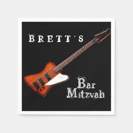 Rock Guitar Bar Mitzvah Napkins Servetten (Voorkant)