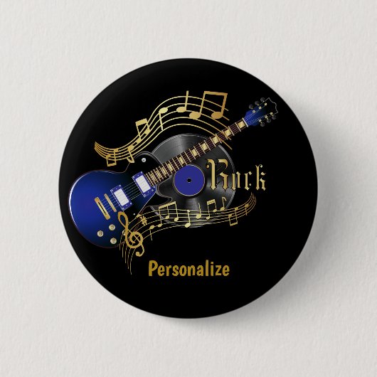 Rock Guitar - Blue Ronde Button 5,7 Cm (Voorkant)