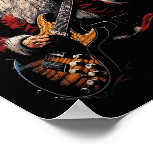 Rock Guitar Santa Claus Playing Guitar - Funny Chr Poster (Hoek)