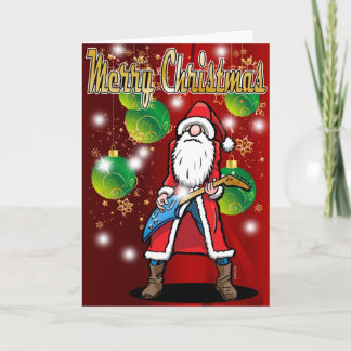 Rock Guitar Santa Merry Christmas Card Feestdagen Kaart