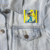 Rock Guitarist 70s Style Musician Vierkante Button 5,1 Cm (In situ)
