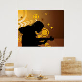 Rock Guitariste Rocker Musicien Poster (Cuisine)