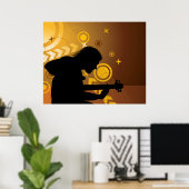 Rock Guitariste Rocker Musicien Poster (Bureau à domicile)