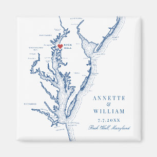 Rock Hall Maryland Elegant Navy Blue Bruiloft Magneet