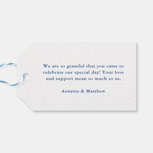 Rock Hall MD Elegant Navy Blue Bruiloft Welkom Cadeaulabel (Achterkant Horizontaal)