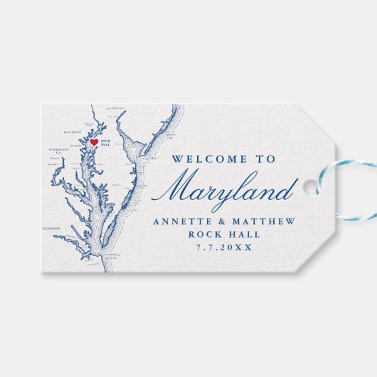 Rock Hall MD Elegant Navy Blue Bruiloft Welkom Cadeaulabel (Voorkant (Horizontaal))