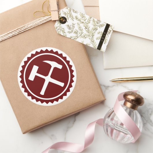 Rock Hammer Badge Ronde Sticker (Geschenken)