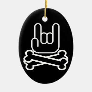 Rock Hand met dwarsbeenderen Keramisch Ornament