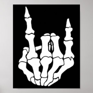 Rock Hand Skelet Rocker Teken Halloween P Poster