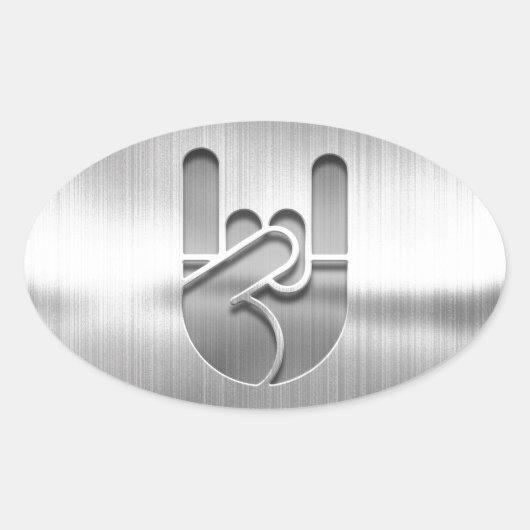 Rock Hand Steel Ovale Sticker (Voorkant)