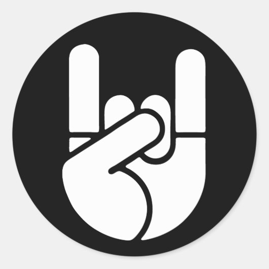 Rock Hand Stencil Ronde Sticker (Voorkant)