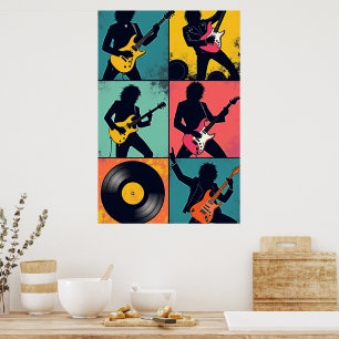 Rock Icon Pop Art Poster – Krachtig 6-panels raste