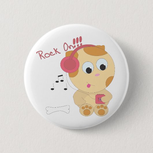 Rock in pup ronde button 5,7 cm (Voorkant)
