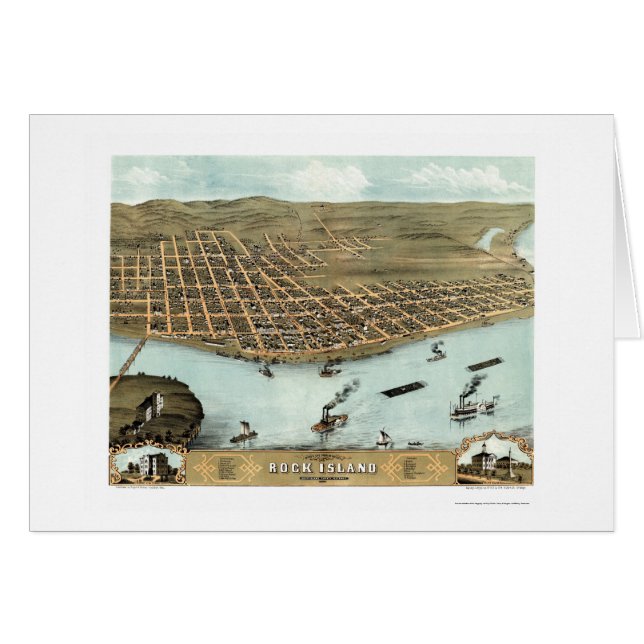 Rock Island, IL Panoramic Map - 1869 (Voorkant Horizontaal)