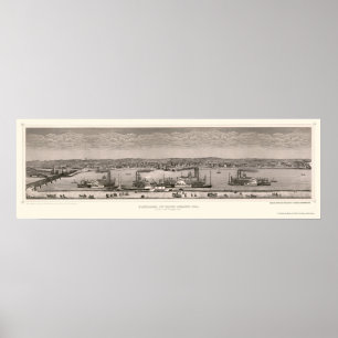 Rock Island, IL Panoramic Map - 1874 Poster