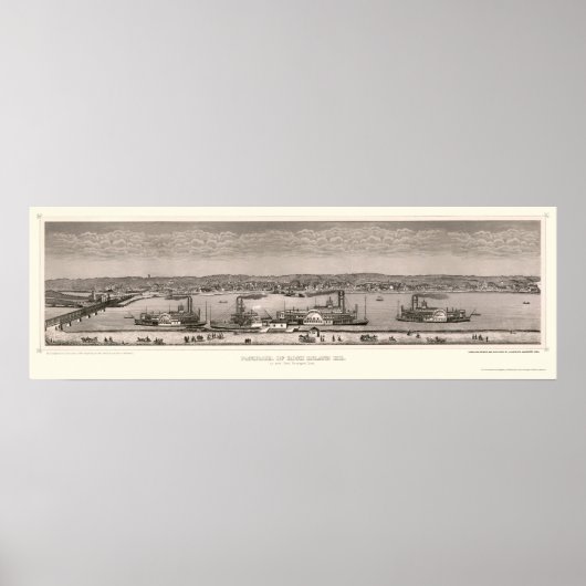 Rock Island, IL Panoramic Map - 1874 Poster (Voorkant)