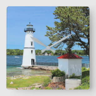 Rock Island Lighthouse, New York Wall Clock Vierkante Klok