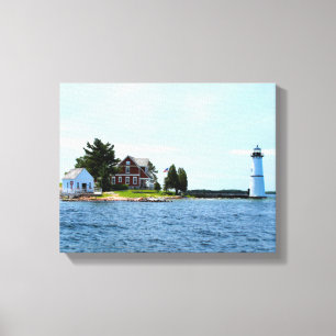 Rock Island Lighthouse, New York Wrapped Canvas Afdruk