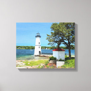 Rock Island Lighthouse, New York Wrapped Canvas Afdruk