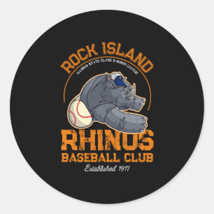 Rock Island neushoorns retro minor league honkbal Ronde Sticker
