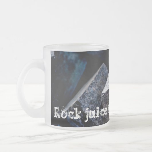 Rock Juice voor sterke Mannen. Matglas Koffiemok (Links)