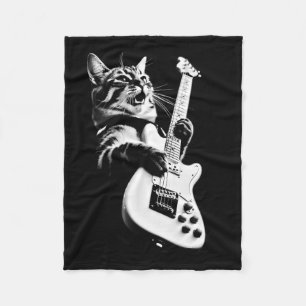 Rock Kat Spelen Gitaar - Grappige Gitaar Kat 1 Fleece Deken