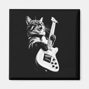 Rock Kat Spelen Gitaar - Grappige Gitaar Kat 1 Magneet