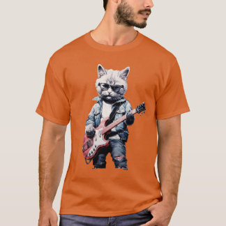 Rock kat spelen gitaar grappige gitaar kat (23) t-shirt