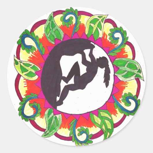 Rock klimmen zen meisje ronde sticker (Voorkant)
