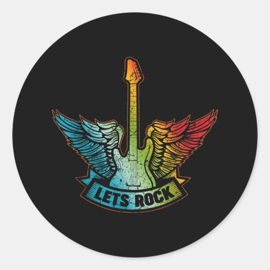 Rock Legend Rock en Roll Music Guitar Ronde Sticker (Voorkant)