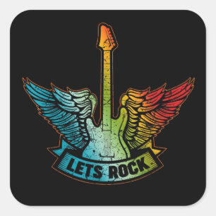 Rock Legend Rock en Roll Music Guitar Vierkante Sticker