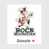 Rock Moosician Funny Koe Musician Pun Sticker (Vel)