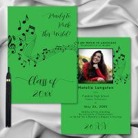 Rock Music Black Green Photo Graduate Faire-part