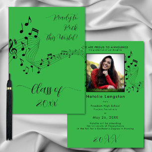 Rock Music Black Green Photo Graduate Faire-part