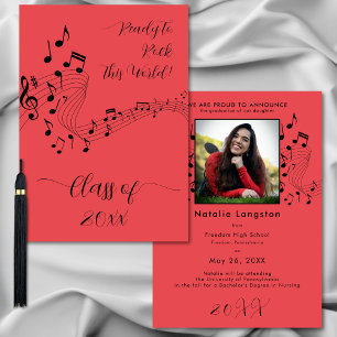 Rock Music Black Red Photo Graduate Faire-part