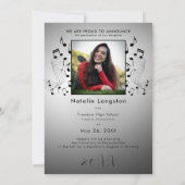 Rock Music Black White Photo Graduate Faire-part (Dos)