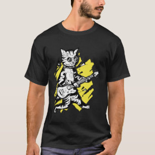 Rock Music Cool Cat met zonnebrillen die gitaar sp T-shirt