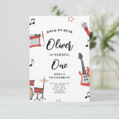 Rock Music Invitation Anniversaire Guitare et batt (Debout devant)