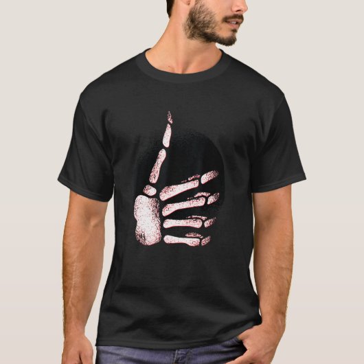 Rock Music Rocker Skeleton Hands Thumb T-shirt (Voorkant)