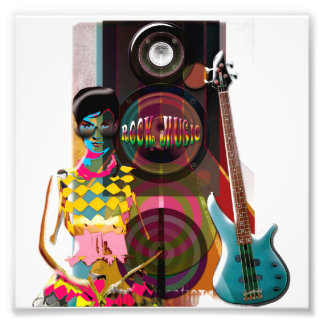 Rock Muziek illustraties met gitaar & Speaker Foto Afdruk