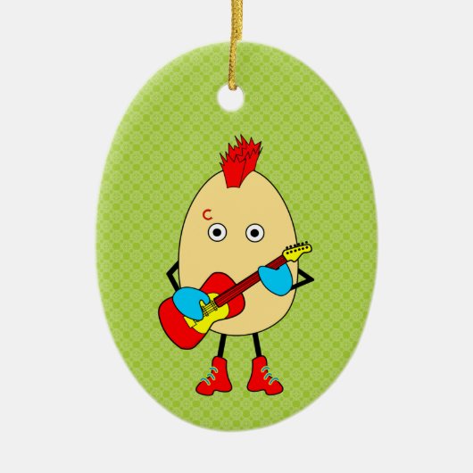Rock muzikant Egghead Keramisch Ornament (Voorkant)