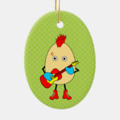 Rock muzikant Egghead Keramisch Ornament (Achterkant)