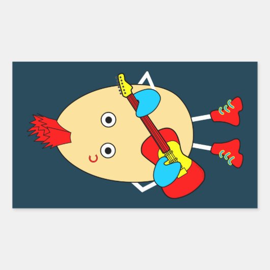 Rock muzikant Egghead Rechthoekige Sticker (Voorkant)