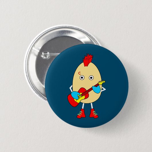 Rock muzikant Egghead Ronde Button 5,7 Cm (Voorkant /achterkant)