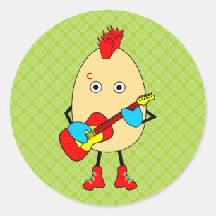 Rock muzikant Egghead Ronde Sticker