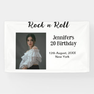 Rock n Roll 20e verjaardag meisje foto elegante mo Spandoek
