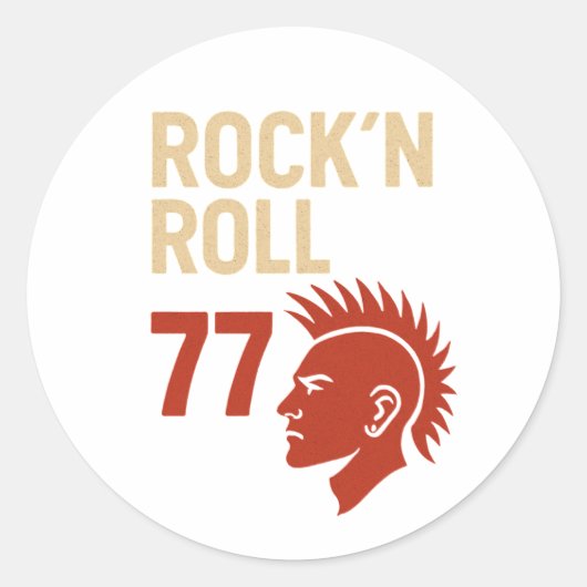 Rock n Roll 77 Ronde Sticker (Voorkant)